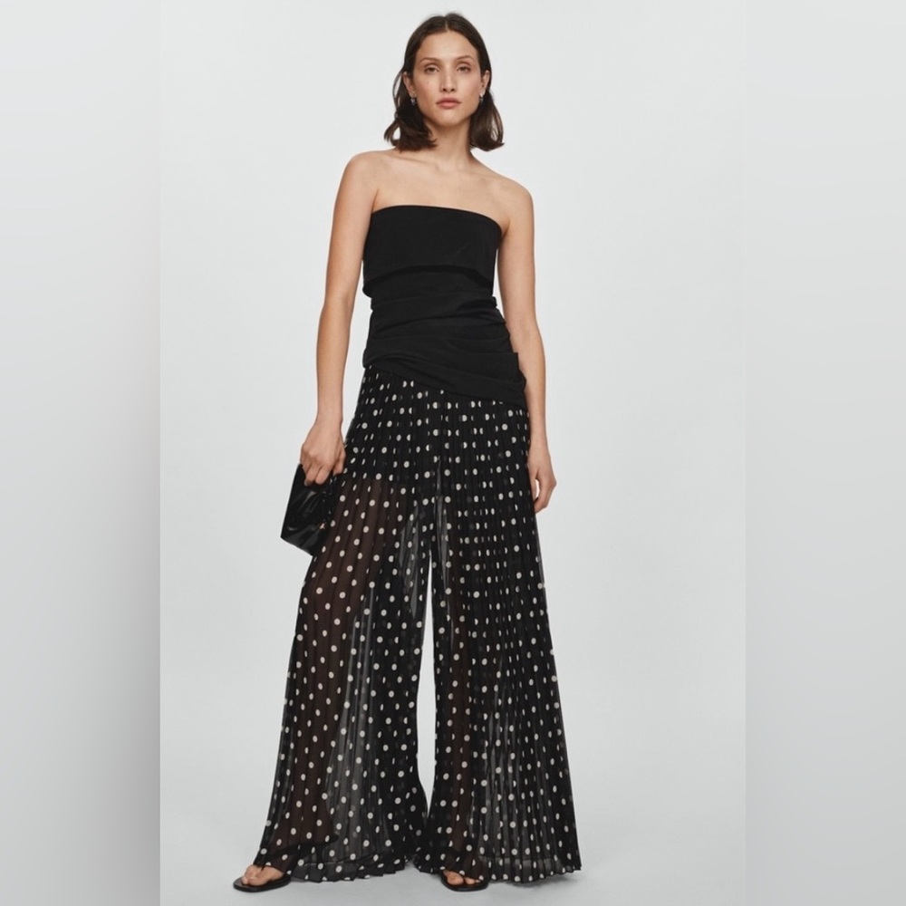 Polka dot wide leg pants